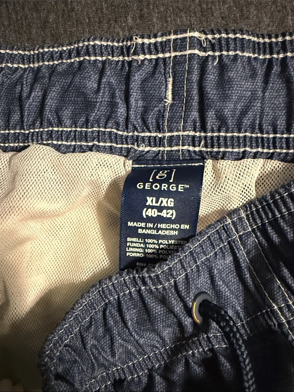 George Navy, White & Red Star Stripe Swim Trunks